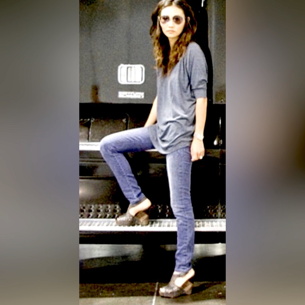 Current/Elliot Boa Ankle Skinny Blue Lilac Ribbon Jeans